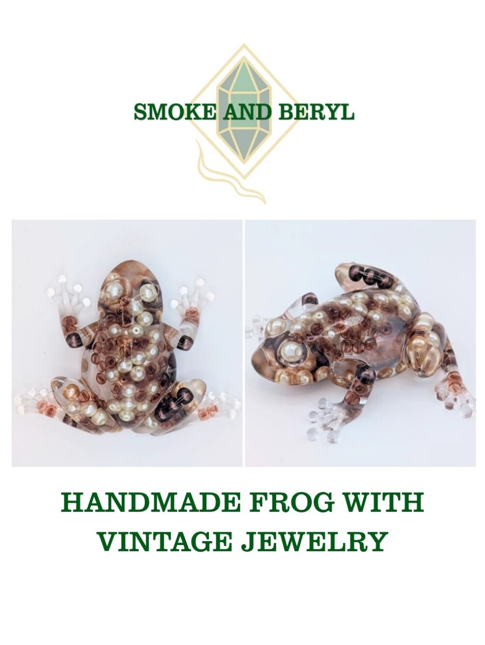 Handmade Frog With Vintage Upcycled Jewelry - Unique Artisan Gifts
